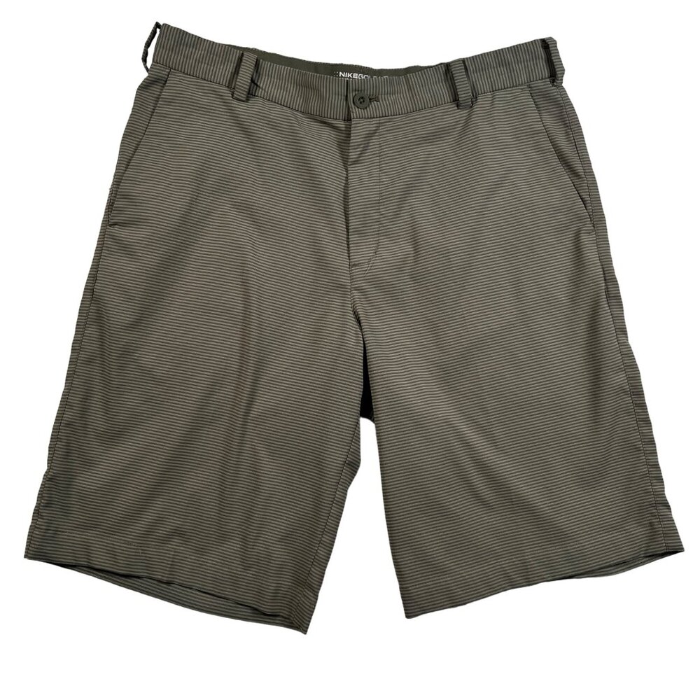 Nikegolf Shorts Men's Slash Pocket Striped Knee-Length Dri-Fit Gray Green 32